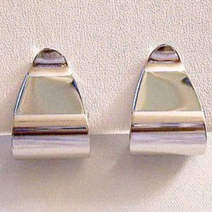 Avon Silver Tone Polished Ribbons Pierced Earrings